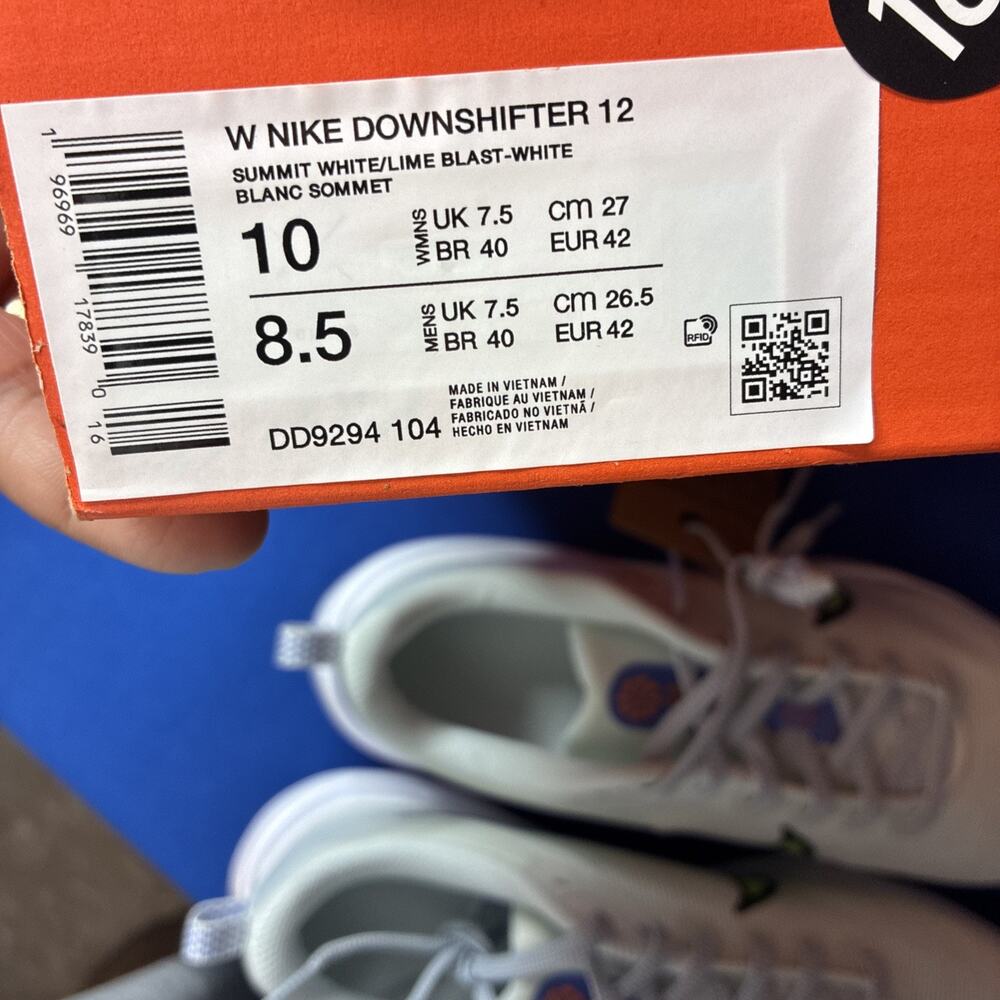 Nike Downshifter 12 Womens Shoes Size 10 Or Men 8.5 Lime Summit White DD9294-104 - Picture 6 of 6